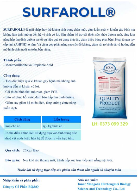 SURFAROLL® – MONTMORILLONITE HỖ TRỢ KIỂM SOÁT AHPND