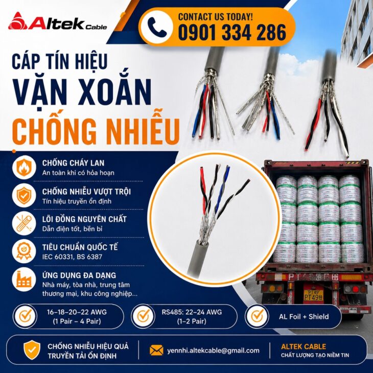 Cáp Tín Hiệu RS485 Chống Nhiễu ALTEK KABEL | Truyền Tín Hiệu Ổn Định