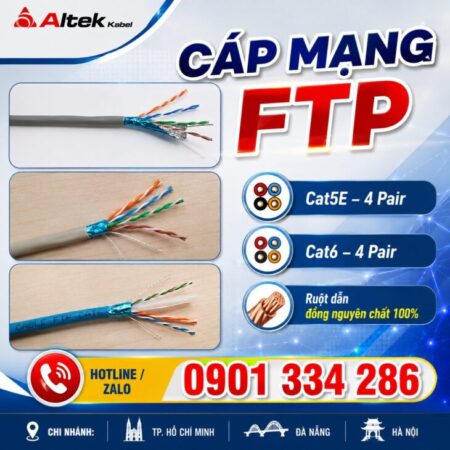 Cáp Mạng Cat5e & Cat6 FTP Chống Nhiễu Altek Kabel Cáp Mạng Cat5e & Cat6 FTP Chống Nhiễu Altek Kabel