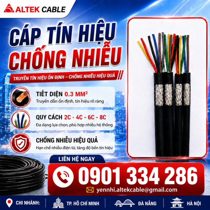 Cáp Tín Hiệu Chống Nhiễu 0.3mm² Altek Kabel 2 Lõi 4 Lõi 6 Lõi 8 Lõi