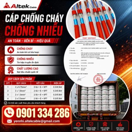Cáp Chống Cháy Chống Nhiễu ALTEK KABEL – Đồng Nguyên Chất 100%, Đảm Bảo An Toàn Cho Công Trình Cáp Chống Cháy Chống Nhiễu ALTEK KABEL – Đồng Nguyên Chất 100%, Đảm Bảo An Toàn Cho Công Trình
