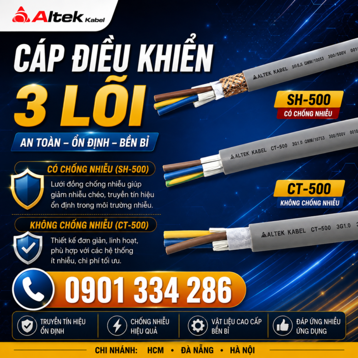Cáp Điều Khiển 3 Lõi ALTEK KABEL – Ruột Đồng
