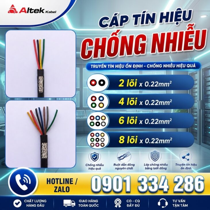 Cáp Tín Hiệu Chống Nhiễu 0.22mm² – 2×0.22mm² ALTEK KABEL