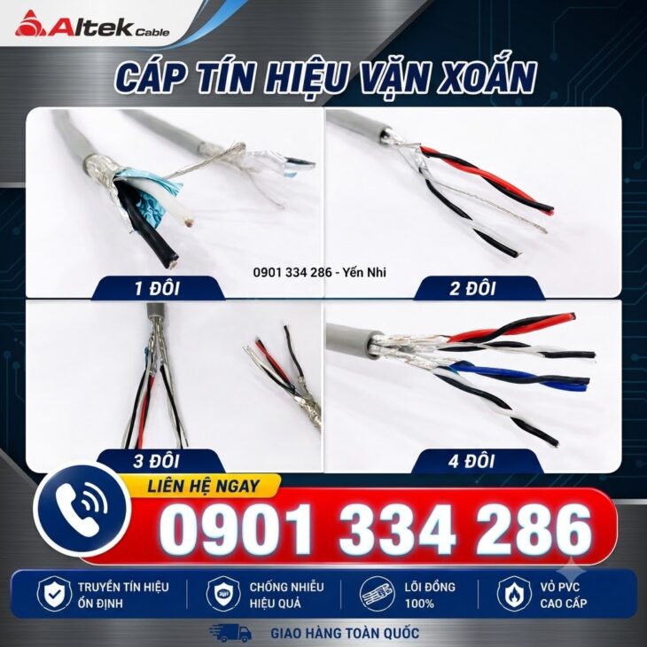 Cáp Tín Hiệu Vặn Xoắn 1 Lớp Chống Nhiễu 4 Pair 16 AWG, 4 Pair 18 AWG ALTEK KABEL