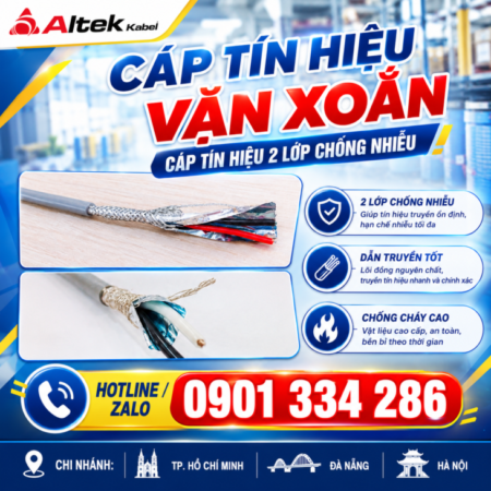 Cáp Tín Hiệu Vặn Xoắn 2 Lớp Chống Nhiễu 1 Pair 20 AWG, 1 Pair 22 AWG ALTEK KABEL