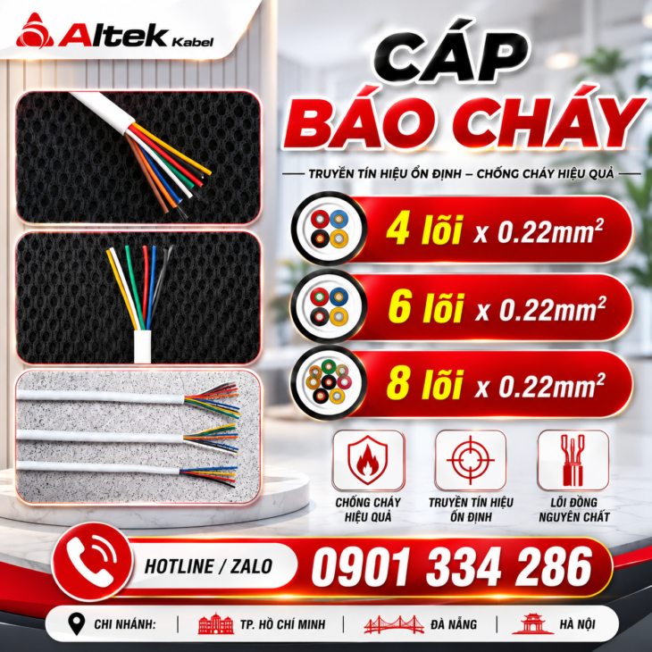 Cáp Báo Cháy 0.22mm² 4 Lõi 6 Lõi 8 Lõi ALTEK KABEL