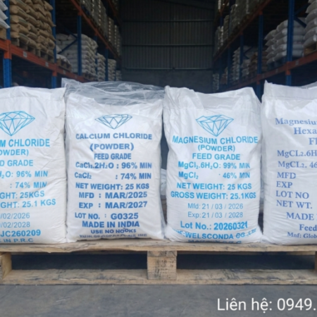 MgCl2.6H2O, MgCl2 Dạng Vảy, CaCl2.2H2O | Hóa Chất Thủy Sản | Bao 25KG