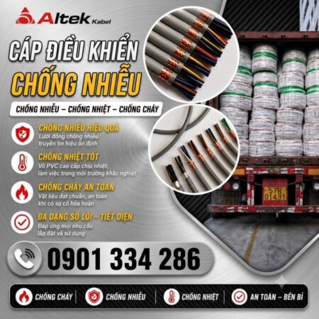 Cáp Điều Khiển Chống Nhiễu Có Lưới 2–30 Lõi, 0.5–1.5mm² ALTEK KABEL Cáp Điều Khiển Chống Nhiễu Có Lưới 2–30 Lõi, 0.5–1.5mm² ALTEK KABEL