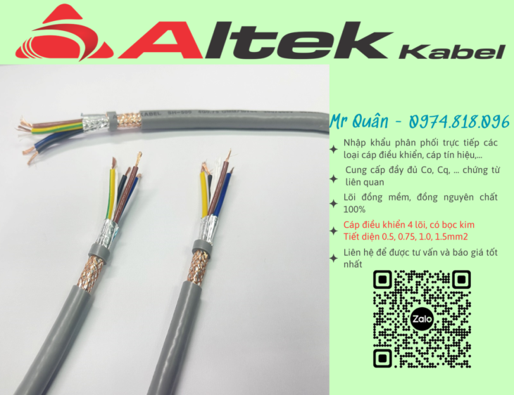 Altek Kabel: Cáp điều khiển 4 lõi mềm – Rvv, Rvvp