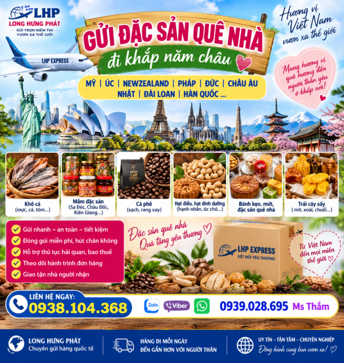 Gửi đặc sản quê hương đi Quốc Tế