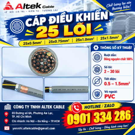 Cáp Điều Khiển 2×0.5mm², 2×0.75mm², 2×1.0mm², 2×1.5mm² ALTEK KABEL Cáp Điều Khiển 2×0.5mm², 2×0.75mm², 2×1.0mm², 2×1.5mm² ALTEK KABEL