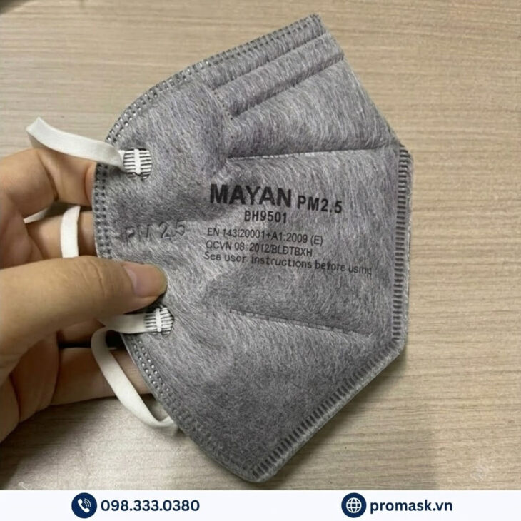 Khẩu trang than hoạt tính Mayan PM2.5 BH9501 (2 cái)