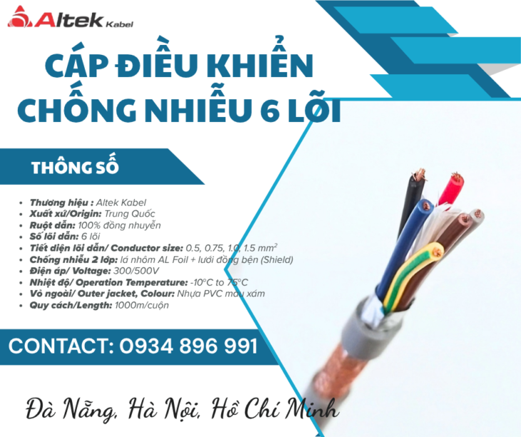 Cáp Điều Khiển 6×1.0 Mm2 Chống Nhiễu Hà Nội, Hưng Yên, Bắc Ninh