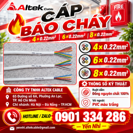 Cáp Báo Cháy ALTEK KABEL – Ruột Đồng, 4–8 Lõi, 0.22mm²