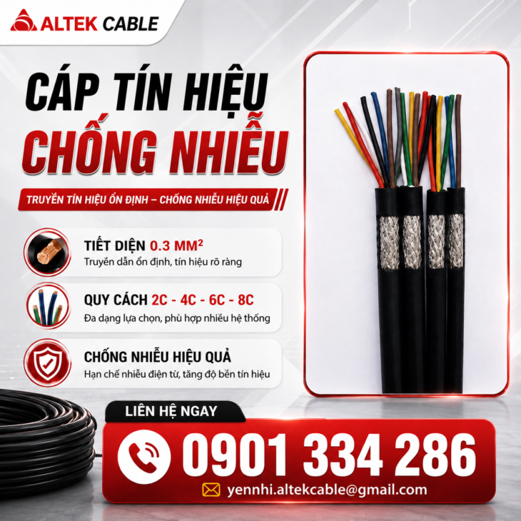Cáp Tín Hiệu Chống Nhiễu 0.3mm² Ruột Đồng, 2–8 Lõi ALTEK KABEL