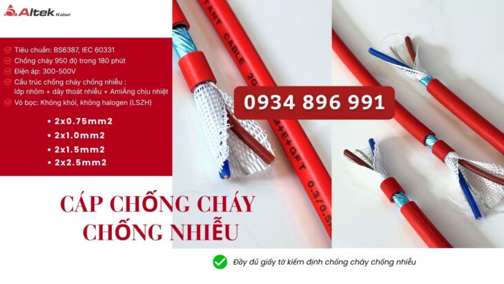 Cáp Chống Cháy Chống Nhiễu 2×0.75mm² – Giao Nhanh Hải Phòng, Quảng Ninh, Thái Bình