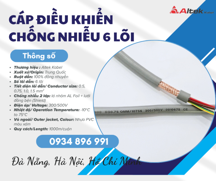 Cáp Điều Khiển 6×1.0 Mm2 Chống Nhiễu Hà Nội, Hưng Yên, Bắc Ninh