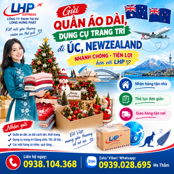 Gửi quần áo , đồ trang trí đi Úc, Newzealand – tại HCM