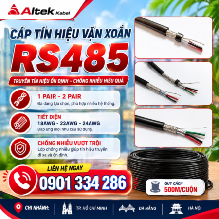 Cáp Tín Hiệu Vặn Xoắn RS485 Chống Nhiễu 2 Pair 24 AWG ALTEK KABEL