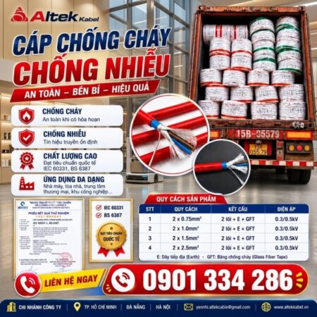 Cáp Chống Cháy Chống Nhiễu Ruột Đồng 2×0.75mm² ALTEK KABEL