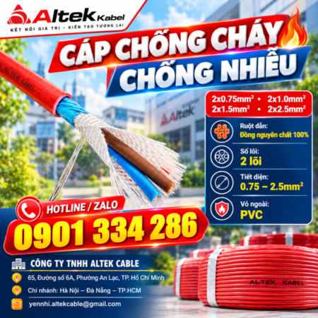 Cáp Chống Cháy Chống Nhiễu 2×2.5mm² ALTEK KABEL